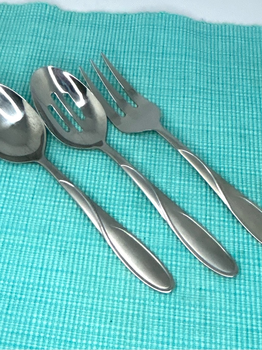3 CAMBRIDGE Gabriella Sand server Set Satin Glossy Swirl Stainless